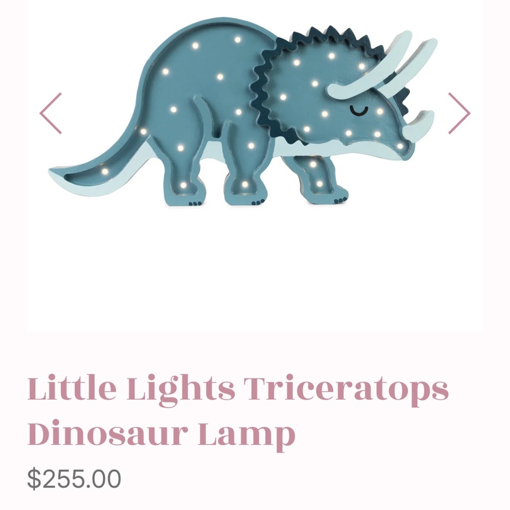 Little Lights Triceratops Dinosaur Lamp. Handmade in Poland. NWT, in box!